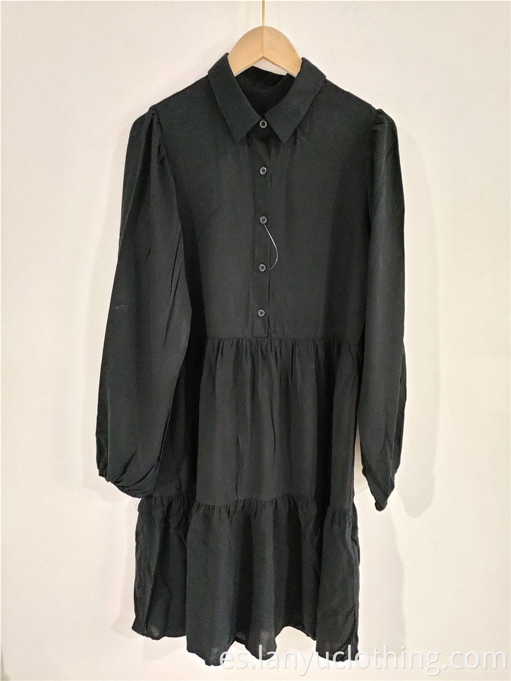 Black Long Sleeve Stand Collar Dress